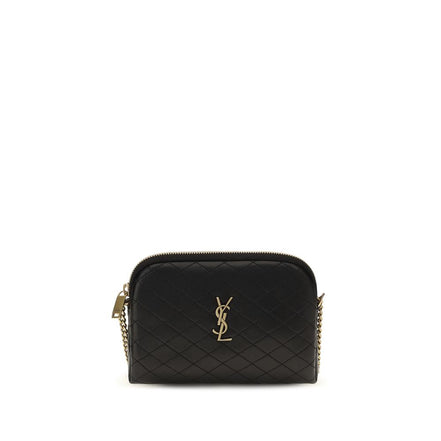 Saint Laurent Geantă de Umăr Neagră din Piele de Vițel