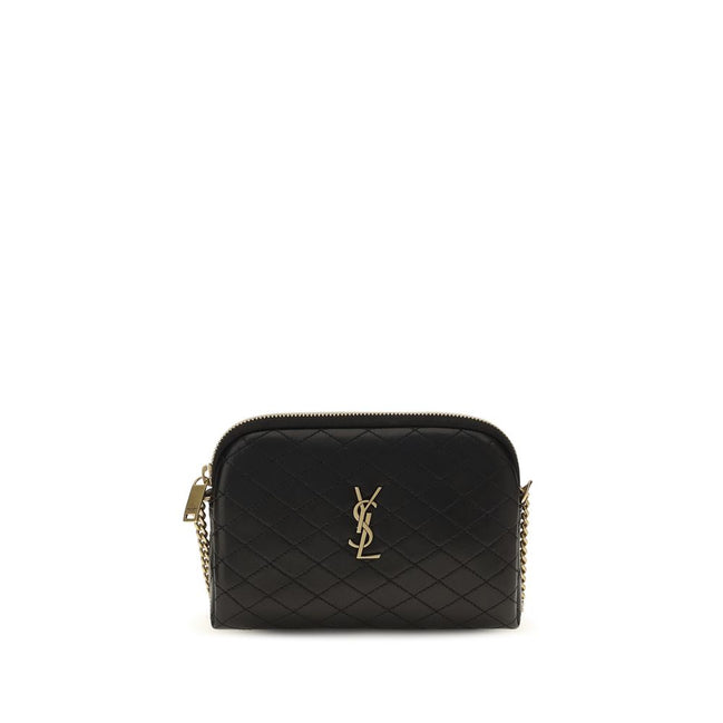 Saint Laurent Geantă de Umăr Neagră din Piele de Vițel