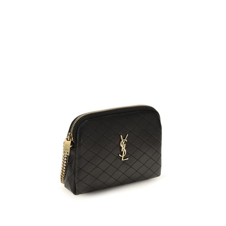 Saint Laurent Geantă de Umăr Neagră din Piele de Vițel