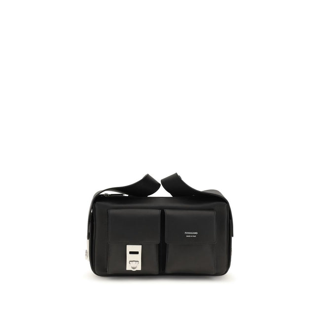 Ferragamo Black Calf Leather Shoulder Bag