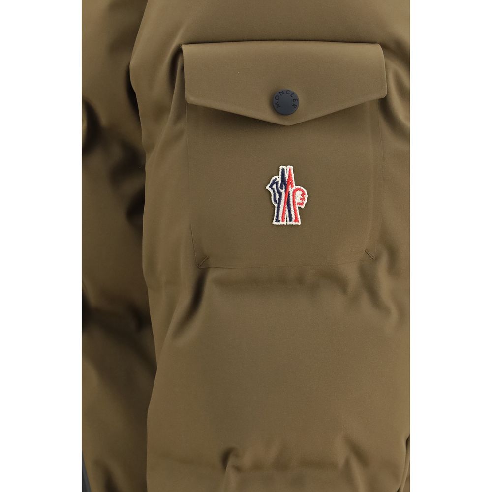 Moncler Grenoble Geacă Lungă Maro din Puf de Gâscă