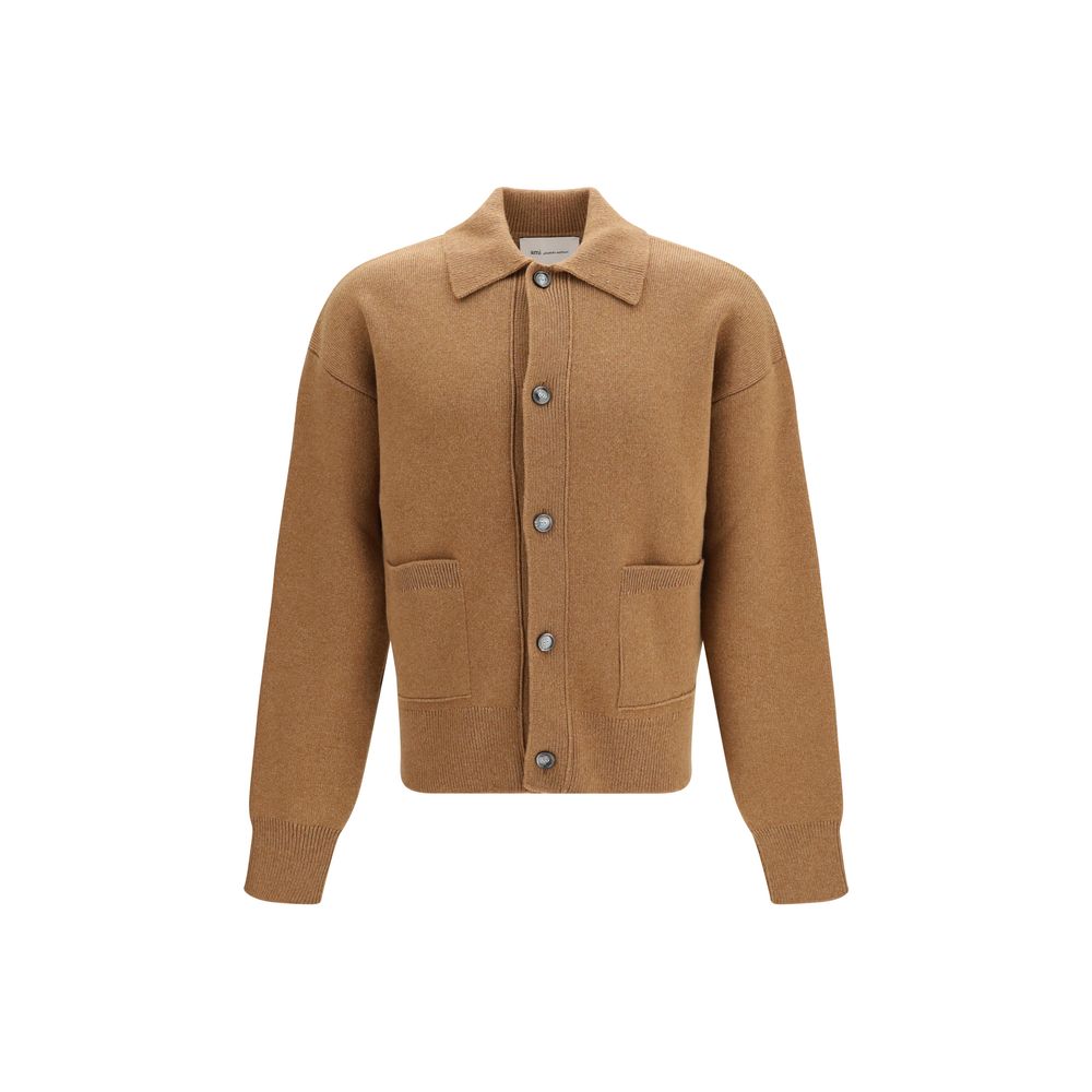 Ami Paris Brown Wool Cardigan
