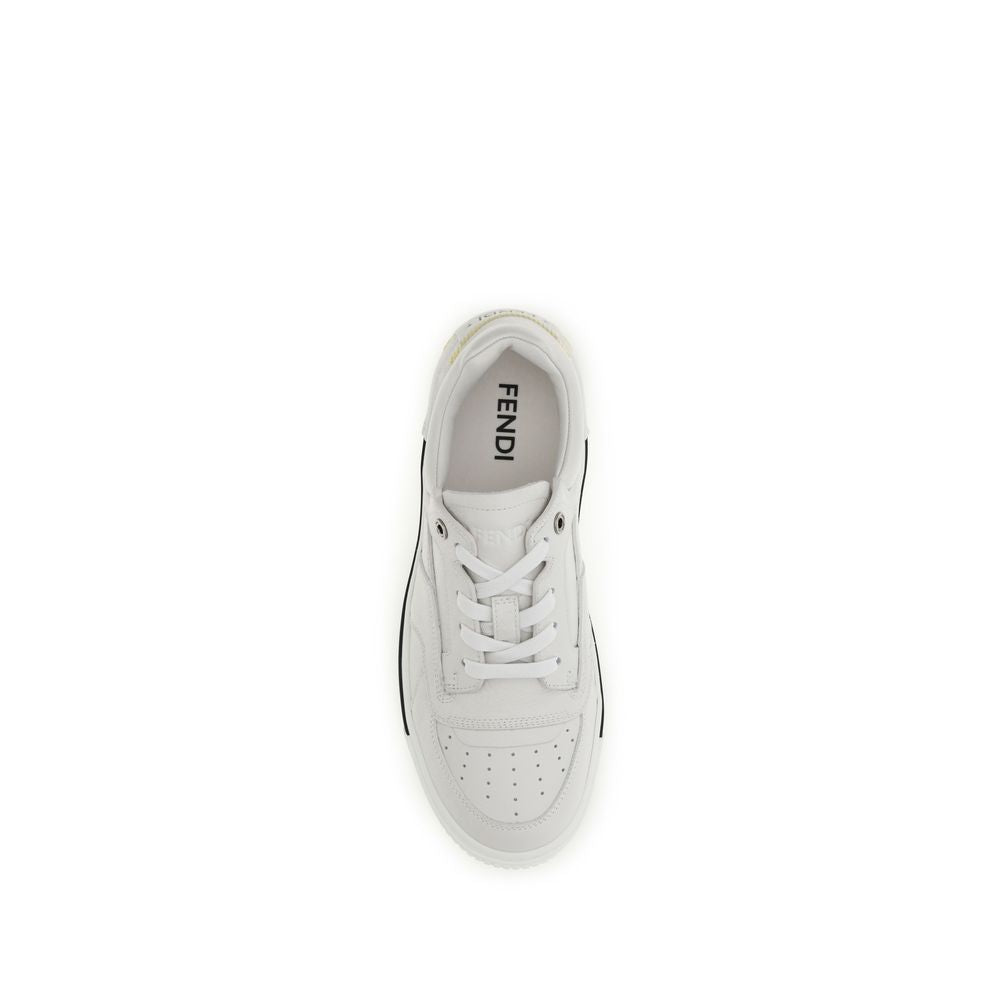 Fendi Pantofi Sport Albi din Piele de Vițel