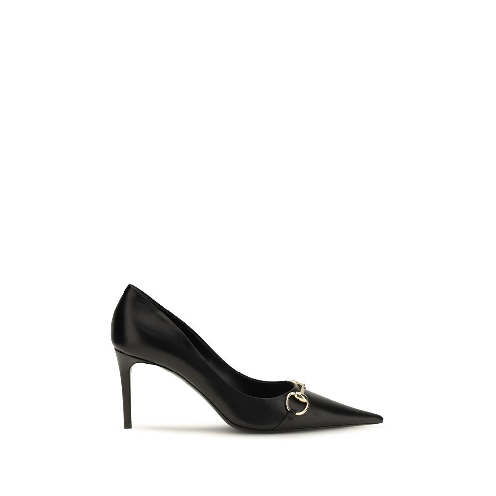 Gucci Pantofi cu Toc Negri din Piele de Vițel