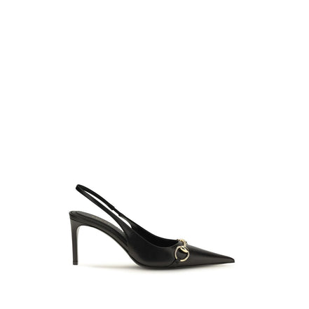 Gucci Pantofi cu Toc Negri din Piele de Vițel