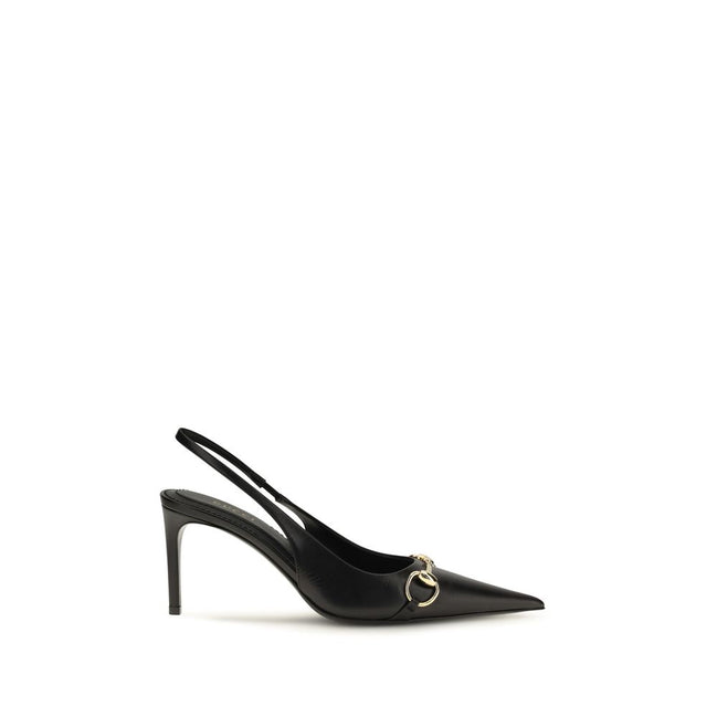 Gucci Pantofi cu Toc Negri din Piele de Vițel