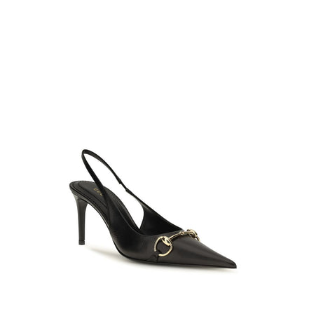 Gucci Pantofi cu Toc Negri din Piele de Vițel