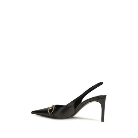 Gucci Pantofi cu Toc Negri din Piele de Vițel