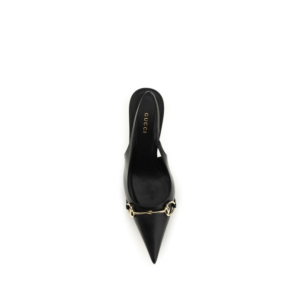 Gucci Pantofi cu Toc Negri din Piele de Vițel