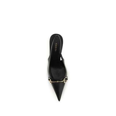 Gucci Pantofi cu Toc Negri din Piele de Vițel