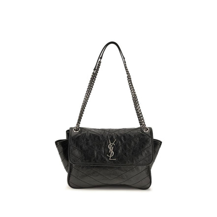 Saint Laurent Geantă de Umăr Neagră din Piele de Vițel