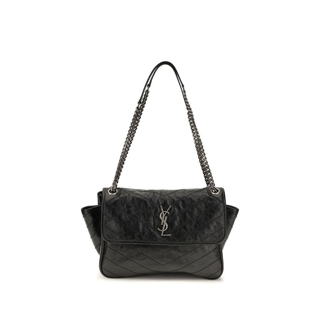 Saint Laurent Geantă de Umăr Neagră din Piele de Vițel