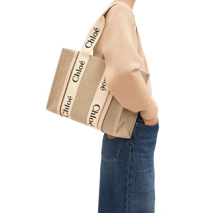 Chloé Geantă Tote Bej din In