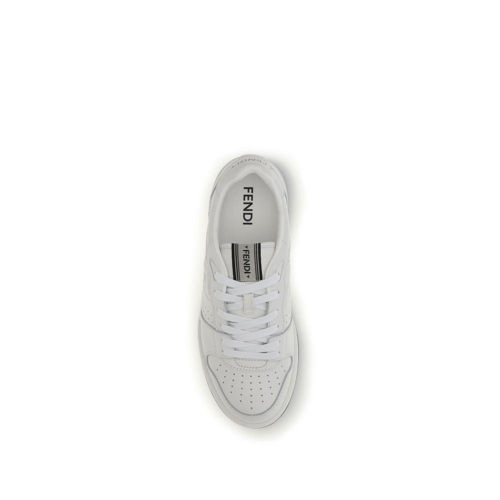 Fendi White Calf Leather Athletic Sneakers