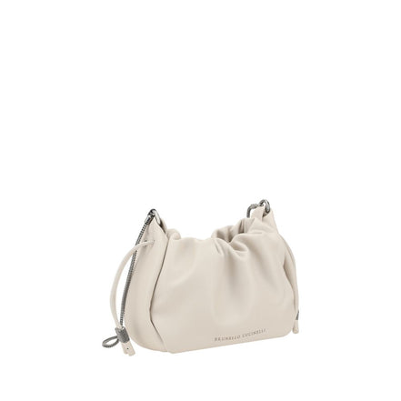 Brunello Cucinelli Beige Calf Leather Shoulder Bag