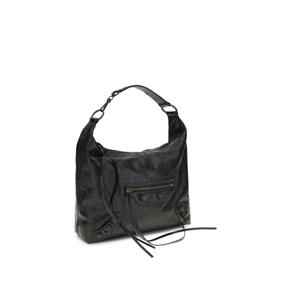 Balenciaga Geantă de Umăr Neagră din Piele de Miel