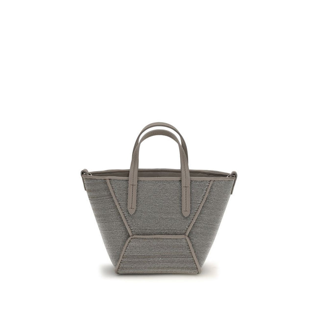 Brunello Cucinelli Gray Calf Leather Shoulder Bag