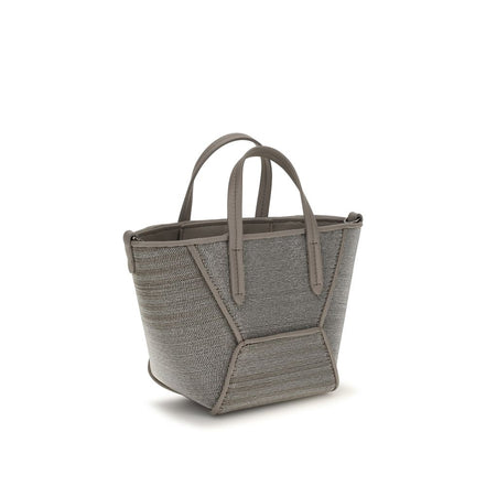 Brunello Cucinelli Gray Calf Leather Shoulder Bag