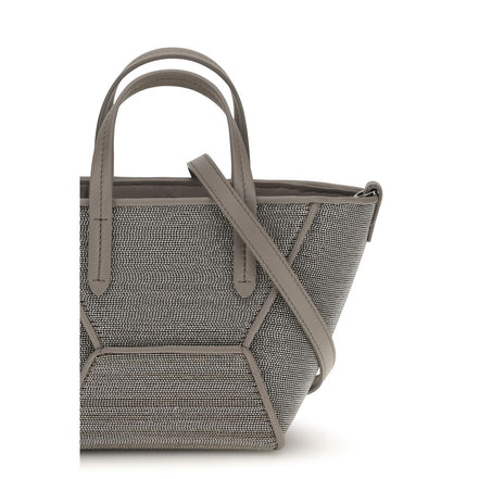 Brunello Cucinelli Gray Calf Leather Shoulder Bag