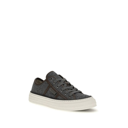 Brunello Cucinelli Pantofi Sport Gri din Piele Întoarsă