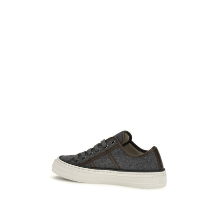 Brunello Cucinelli Pantofi Sport Gri din Piele Întoarsă