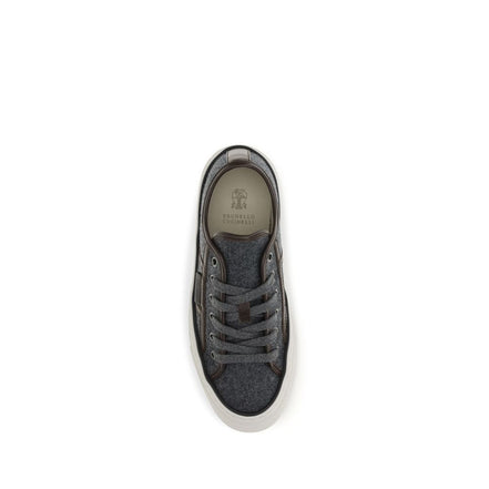 Brunello Cucinelli Pantofi Sport Gri din Piele Întoarsă