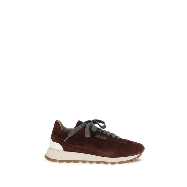 Brunello Cucinelli Pantofi Sport Bordo din Piele de Vițel