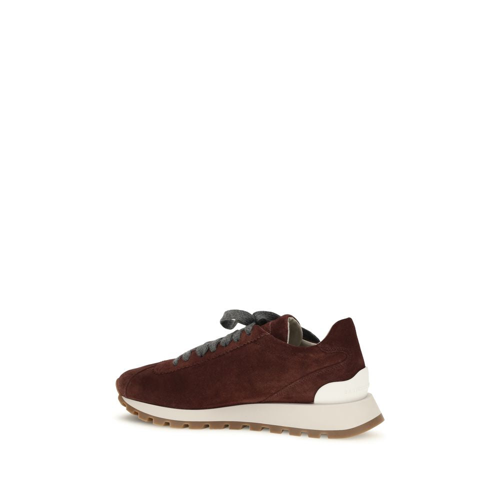 Brunello Cucinelli Pantofi Sport Bordo din Piele de Vițel