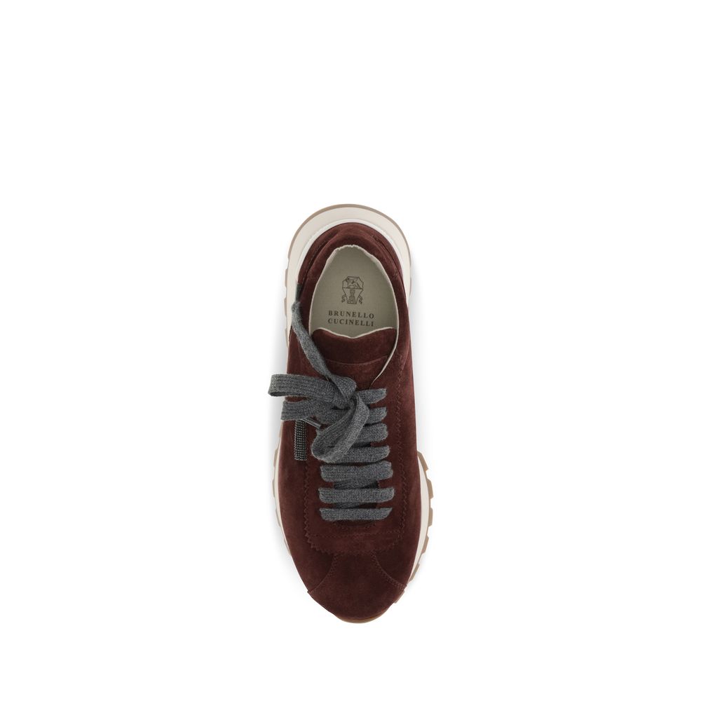 Brunello Cucinelli Pantofi Sport Bordo din Piele de Vițel