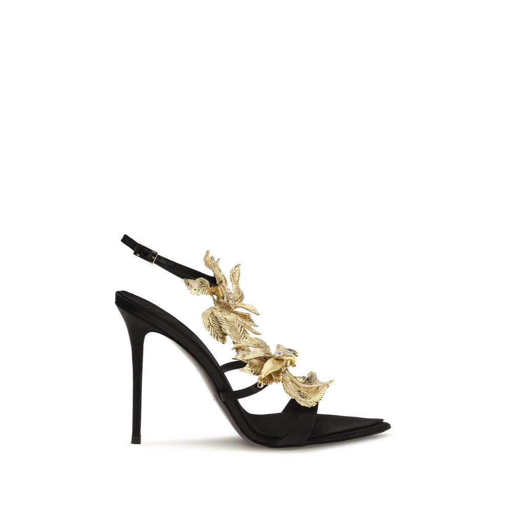 Giuseppe Zanotti Sandale Negre din Vâscoză cu Toc Stiletto