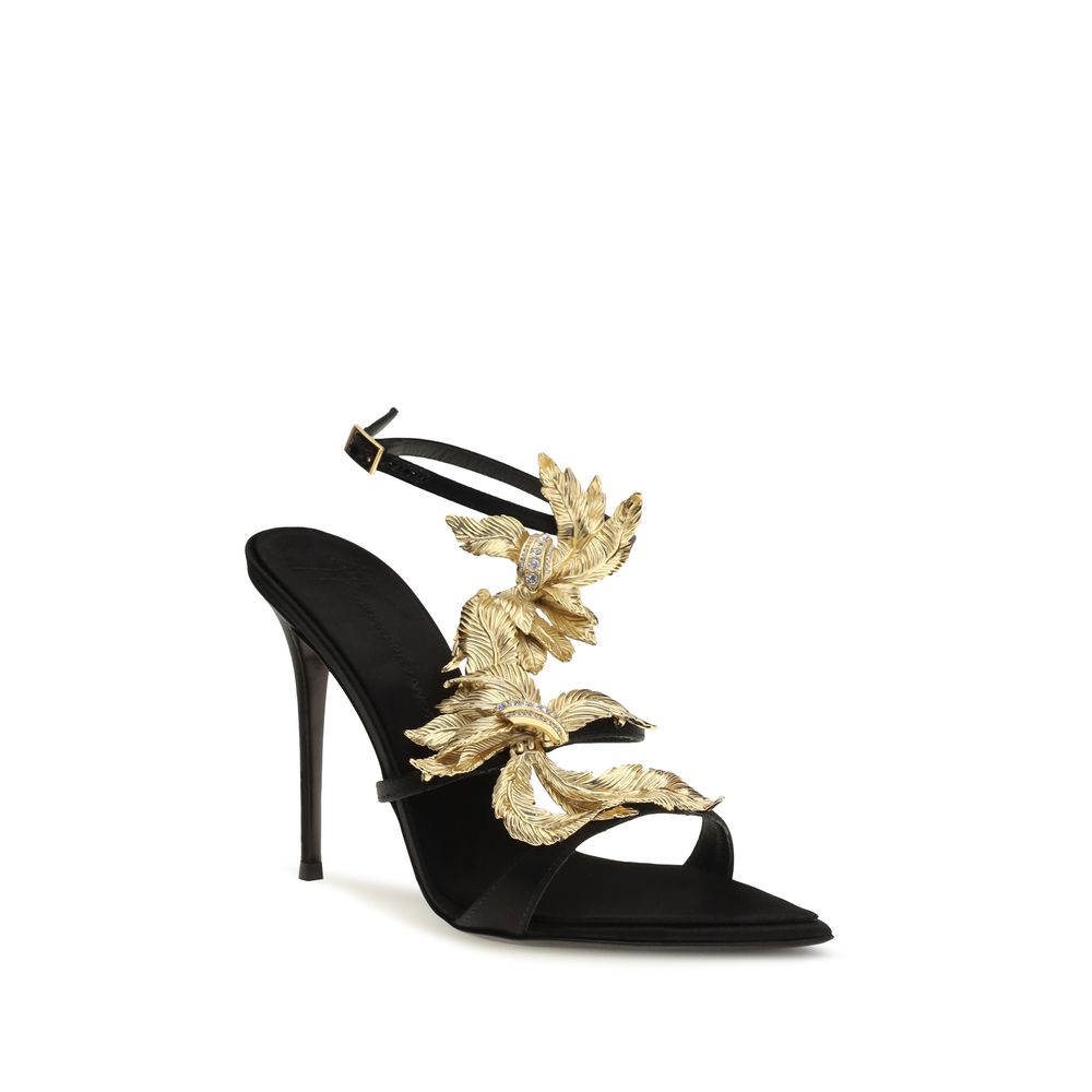 Giuseppe Zanotti Sandale Negre din Vâscoză cu Toc Stiletto