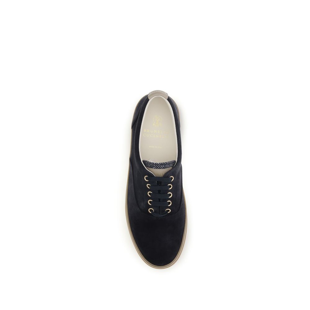 Brunello Cucinelli Pantofi Sport Albaștri din Piele Întoarsă