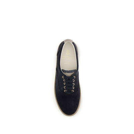 Brunello Cucinelli Pantofi Sport Albaștri din Piele Întoarsă