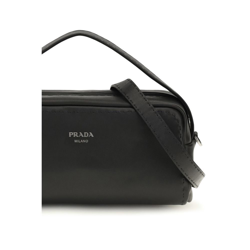 Prada Geantă de Umăr Neagră din Piele de Vițel
