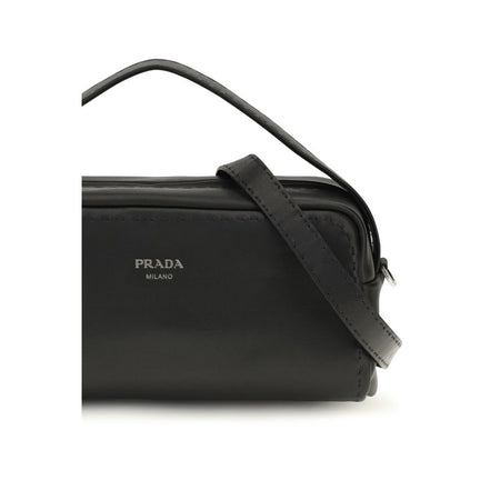 Prada Geantă de Umăr Neagră din Piele de Vițel