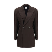 Saint Laurent Jachetă Lungă Maro din Lână