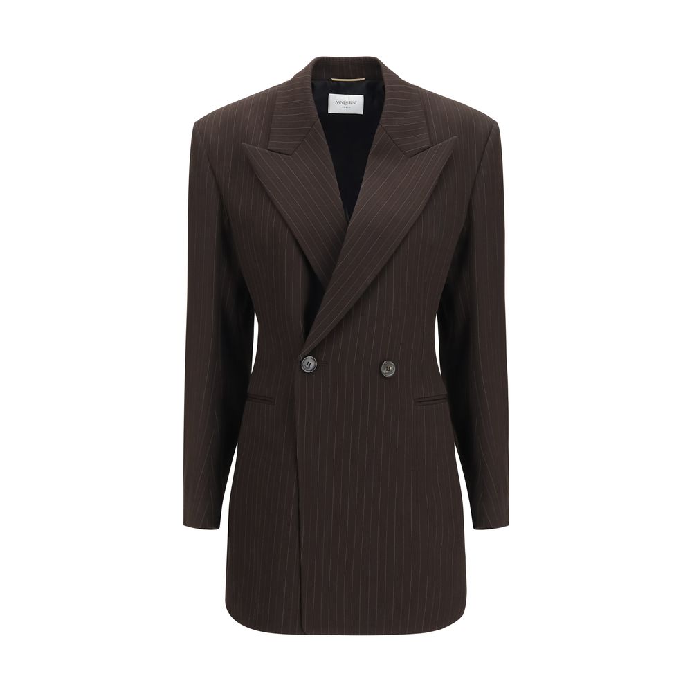 Saint Laurent Jachetă Lungă Maro din Lână