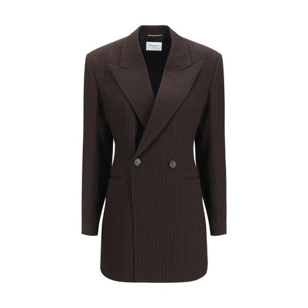 Saint Laurent Jachetă Lungă Maro din Lână