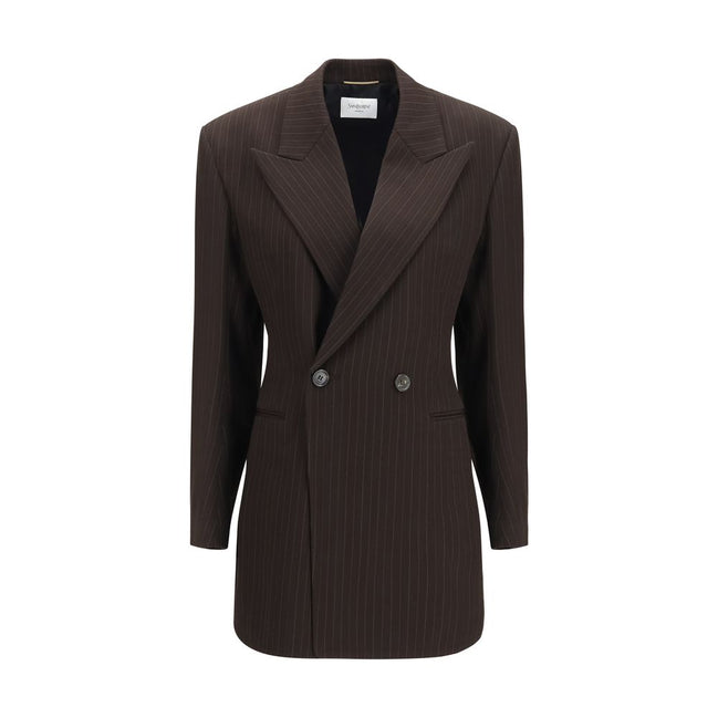 Saint Laurent Jachetă Lungă Maro din Lână