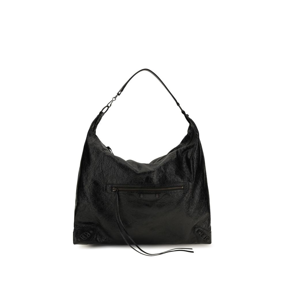 Balenciaga Geantă de Umăr Neagră din Piele de Miel