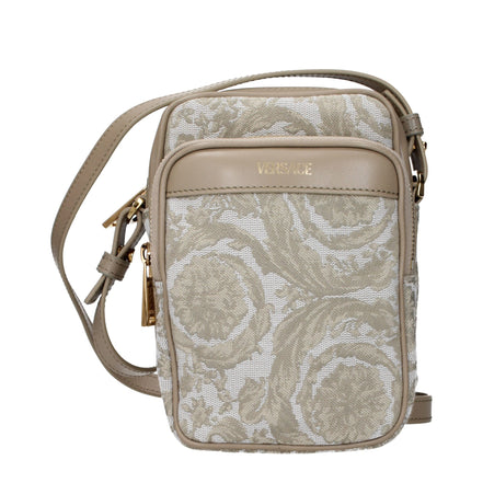 Versace Geantă Crossbody Bej din Material Textil