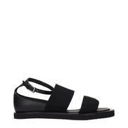 Max Mara Sandale Plate Negre din Material Textil