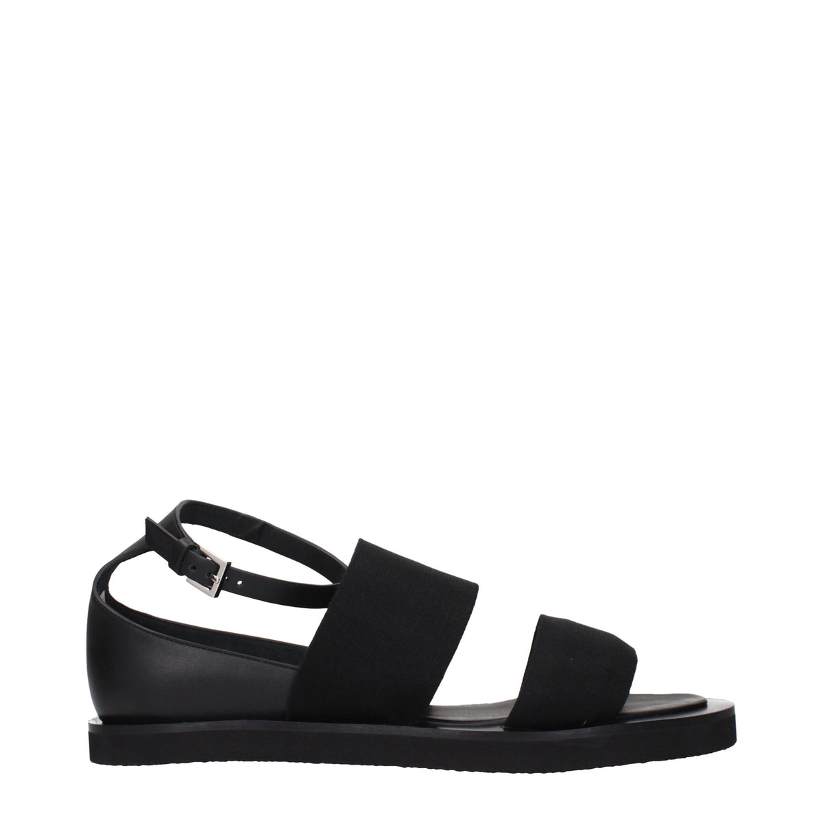 Max Mara Sandale Plate Negre din Material Textil