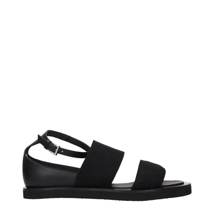 Max Mara Sandale Plate Negre din Material Textil