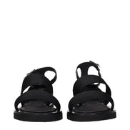 Max Mara Sandale Plate Negre din Material Textil