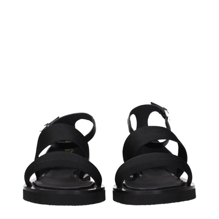 Max Mara Sandale Plate Negre din Material Textil