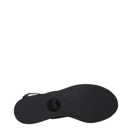 Max Mara Sandale Plate Negre din Material Textil