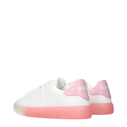 Versace Pantofi Sport Albi din Piele (Talpă Joasă)