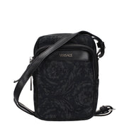 Versace Geantă Crossbody Neagră din Material Textil