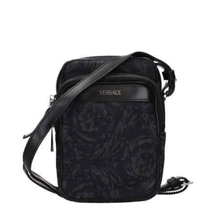 Versace Geantă Crossbody Neagră din Material Textil